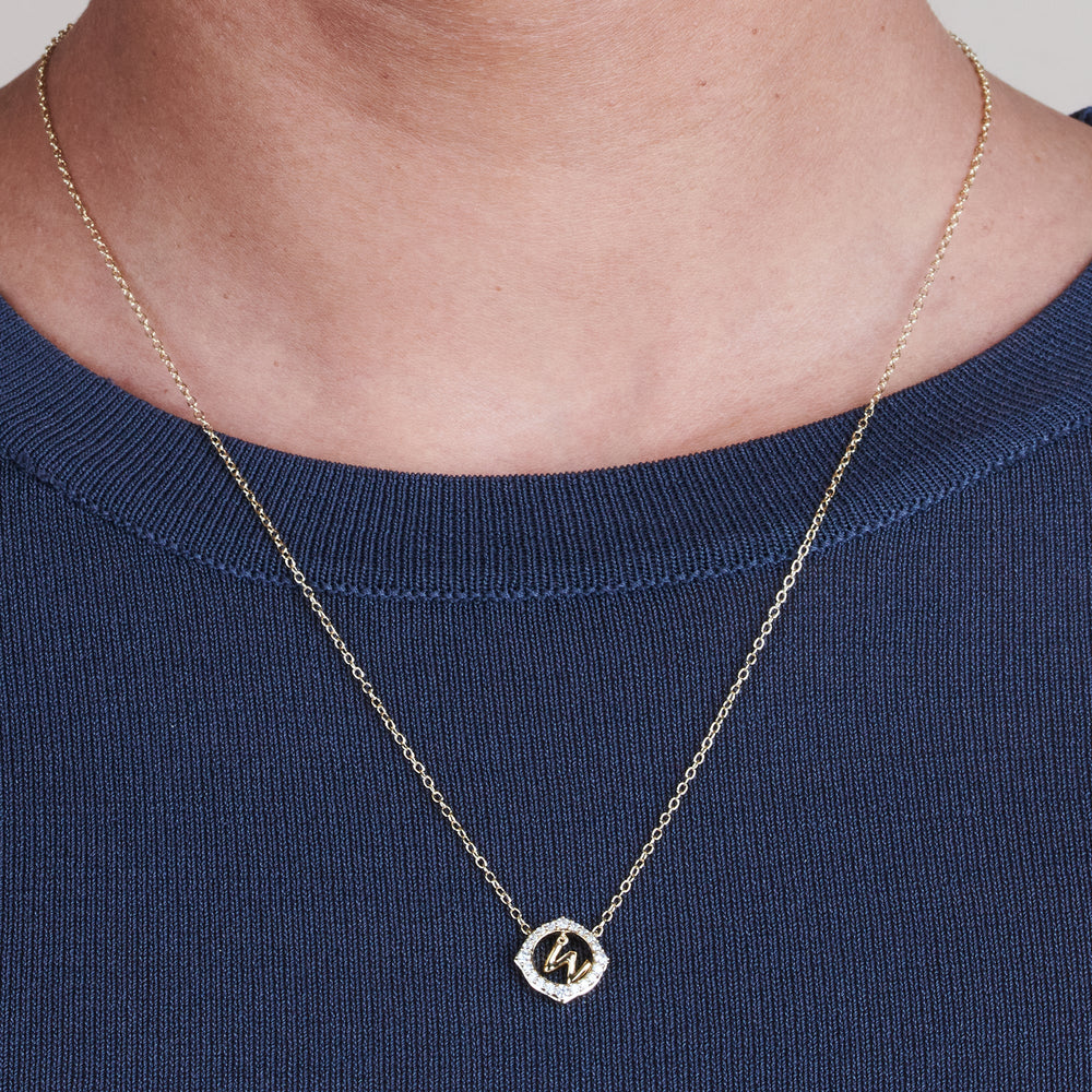 Model Wearing Signature Letter W Necklace view