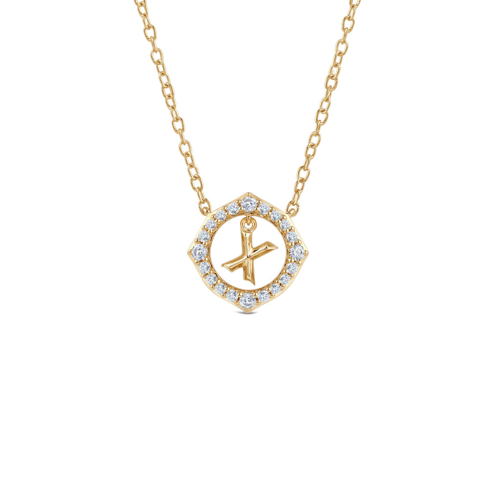 Signature Letter X Necklace with 14KT Yellow Gold / Lab / 1/5 Cut Diamond in 14KT Yellow Gold / Lab / 1/5 view 1
