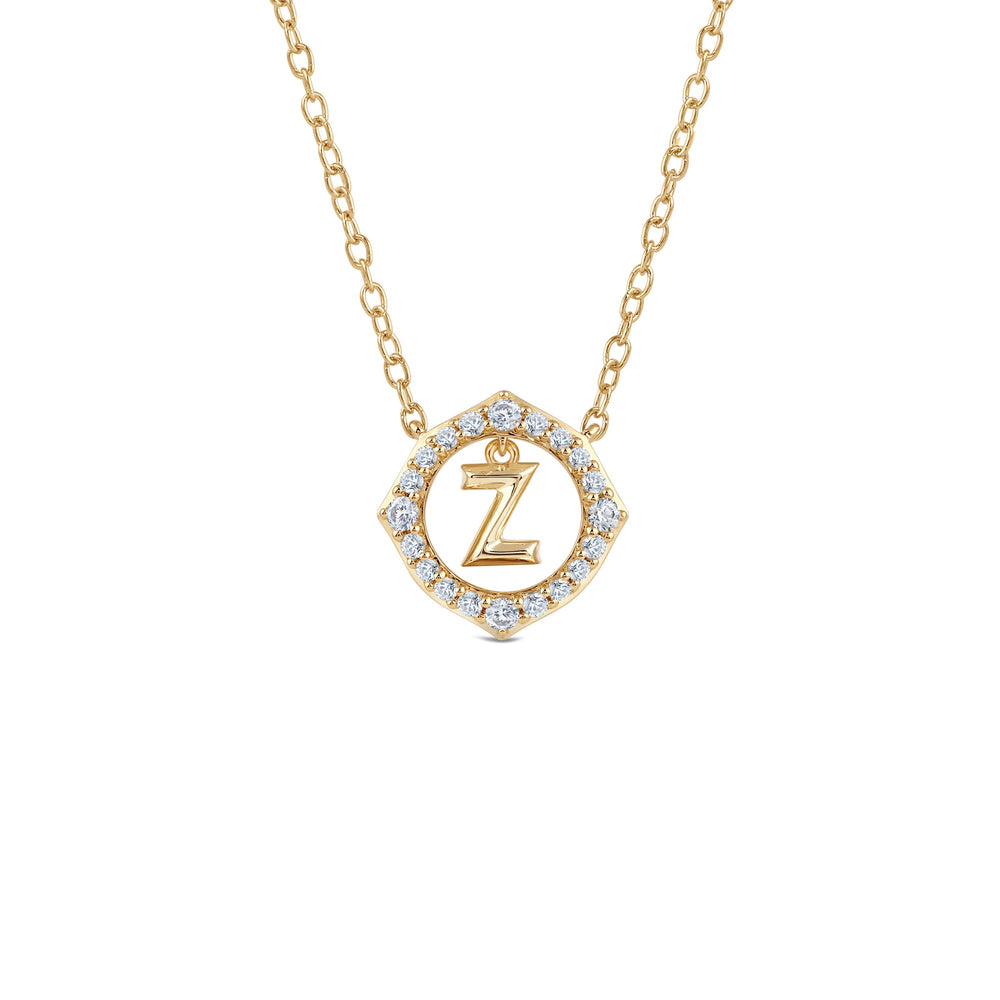 Signature Letter Z Necklace with 14KT Yellow Gold / Lab / 1/5 Cut Diamond in 14KT Yellow Gold / Lab / 1/5 view 1
