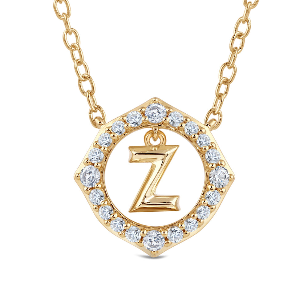 Signature Letter Z Necklace with 14KT Yellow Gold / Lab / 1/5 Cut Diamond in 14KT Yellow Gold / Lab / 1/5 view 2
