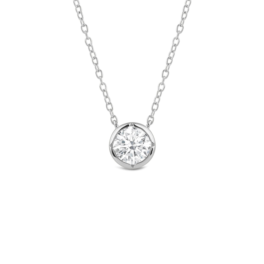 Kite Chamfered Bezel Set Solitaire Necklace with 14KT White Gold / Lab / 1 Cut Diamond in 14KT White Gold / Lab / 1 view 1
