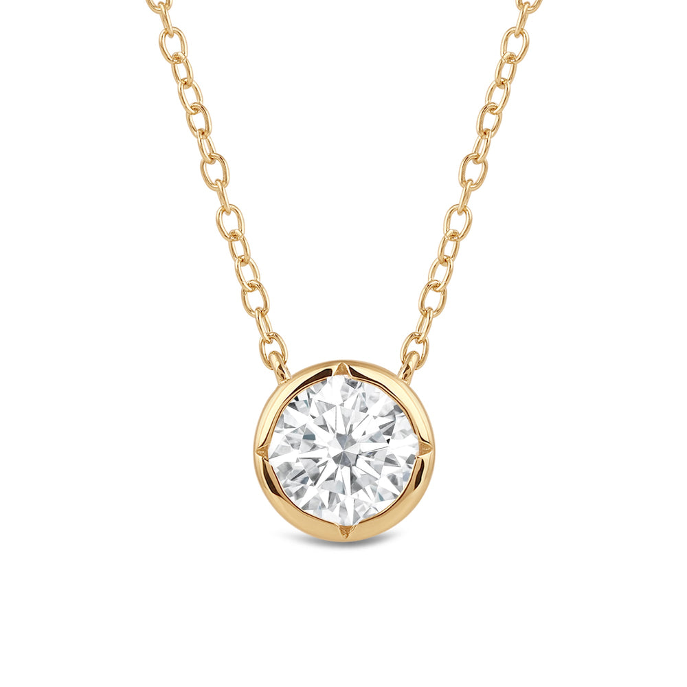 Kite Chamfered Bezel Set Solitaire Necklace with 14KT Yellow Gold / Lab / 1 Cut Diamond in 14KT Yellow Gold / Lab / 1 view 4
