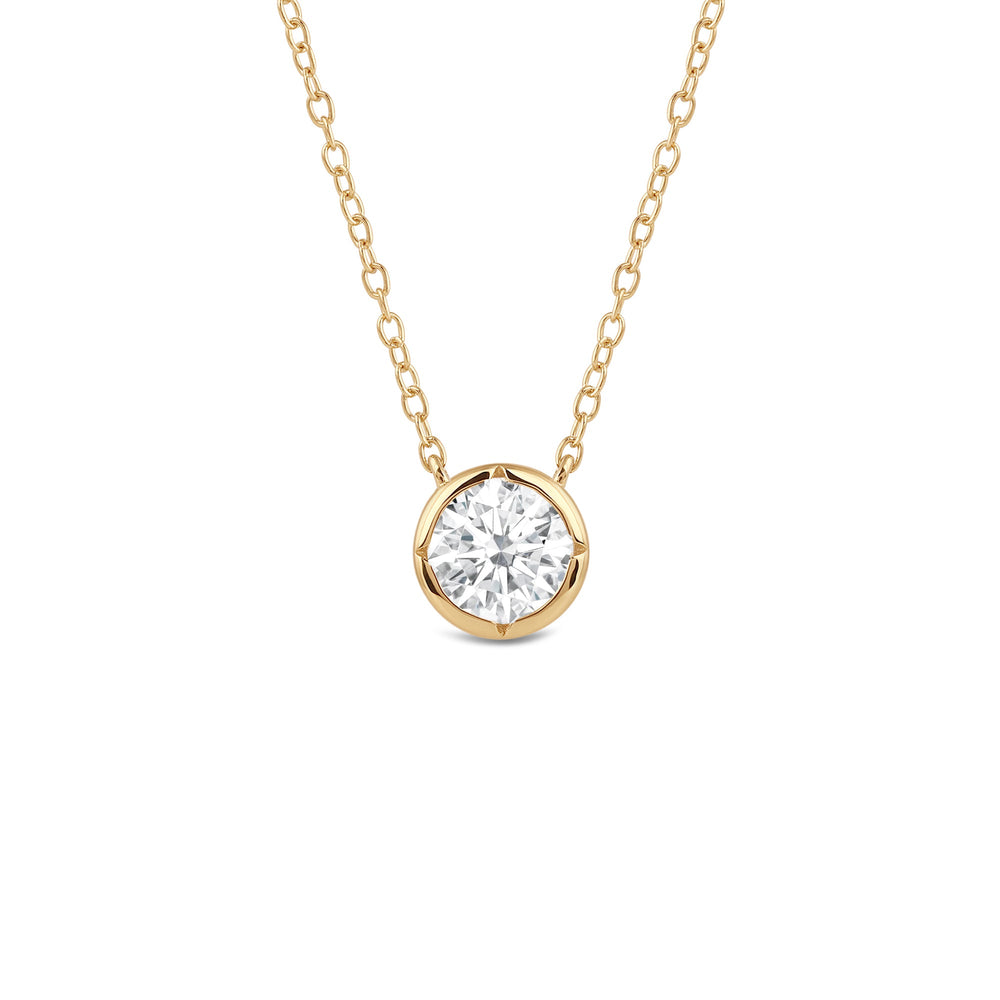 Kite Chamfered Bezel Set Solitaire Necklace with 14KT Yellow Gold / Lab / 1 Cut Diamond in 14KT Yellow Gold / Lab / 1 view 1
