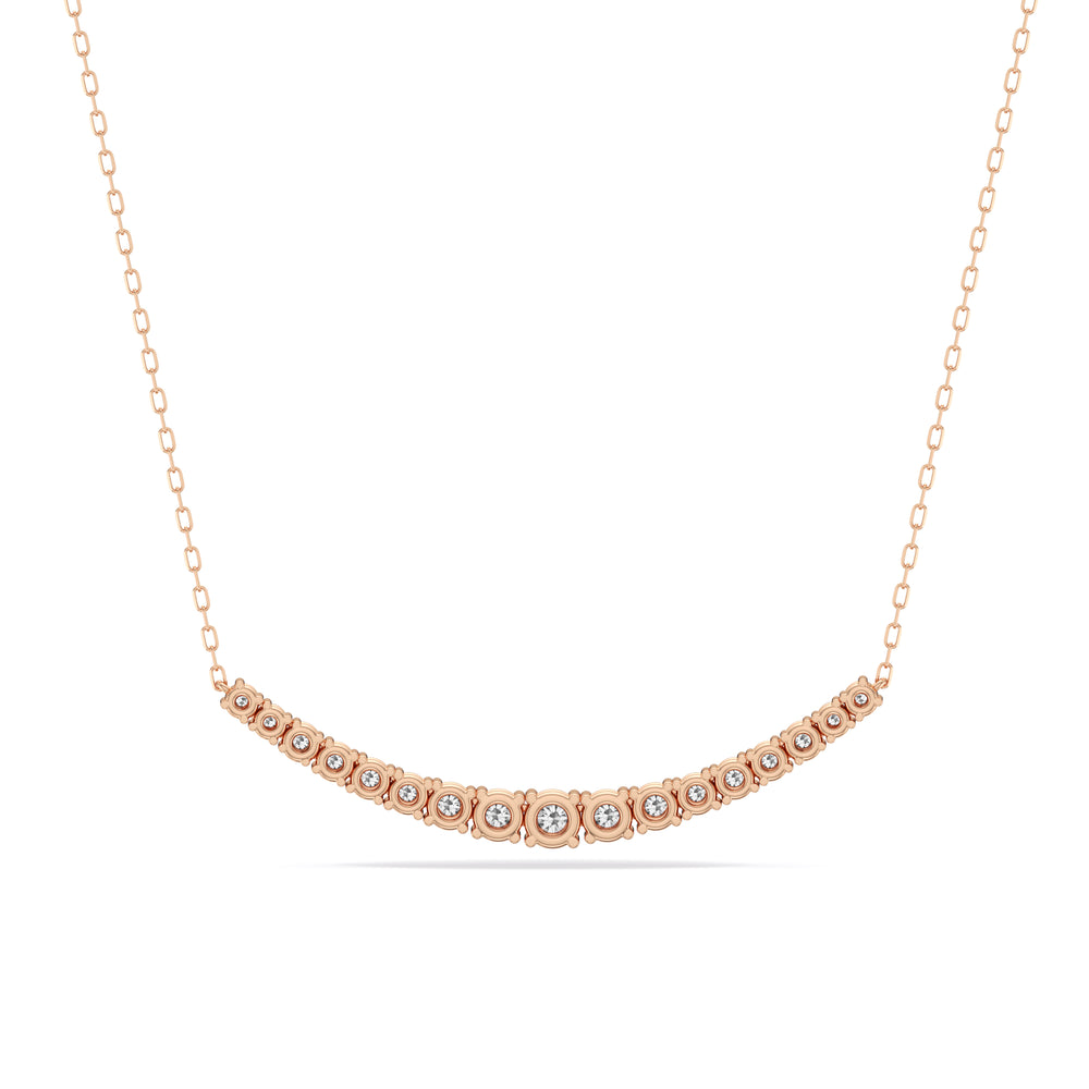 Diamond Line Chain Necklace with 14KT Rose Gold / Lab / 1 1/10 Cut Diamond in 14KT Rose Gold / Lab / 1 1/10 view 5
