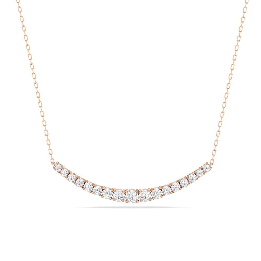 Diamond Line Chain Necklace with 14KT Rose Gold / Lab / 1 1/10 Cut Diamond in 14KT Rose Gold / Lab / 1 1/10 view 1

