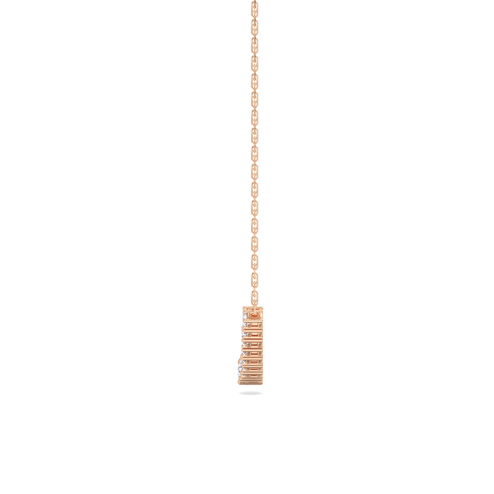 Diamond Line Chain Necklace with 14KT Rose Gold / Lab / 1 1/10 Cut Diamond in 14KT Rose Gold / Lab / 1 1/10 view 6

