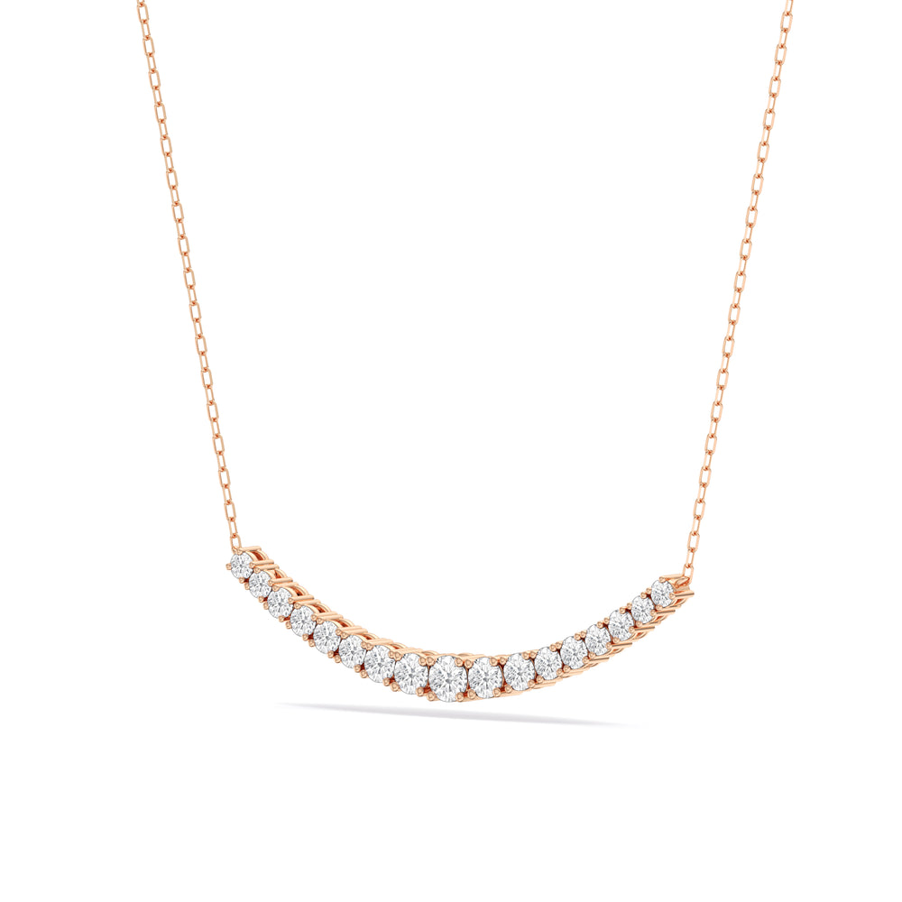 Diamond Line Chain Necklace with 14KT Rose Gold / Lab / 1 1/10 Cut Diamond in 14KT Rose Gold / Lab / 1 1/10 view 4
