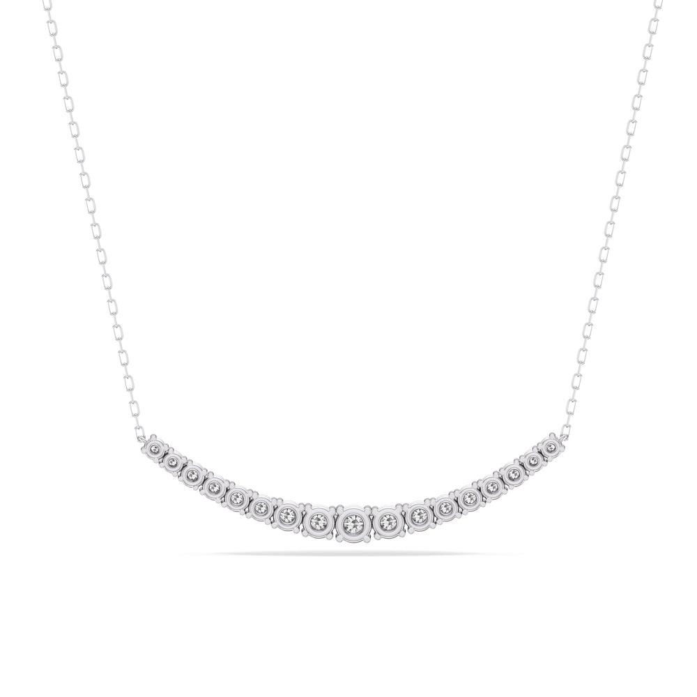 Diamond Line Chain Necklace with 14KT White Gold / Lab / 1 1/10 Cut Diamond in 14KT White Gold / Lab / 1 1/10 view 5
