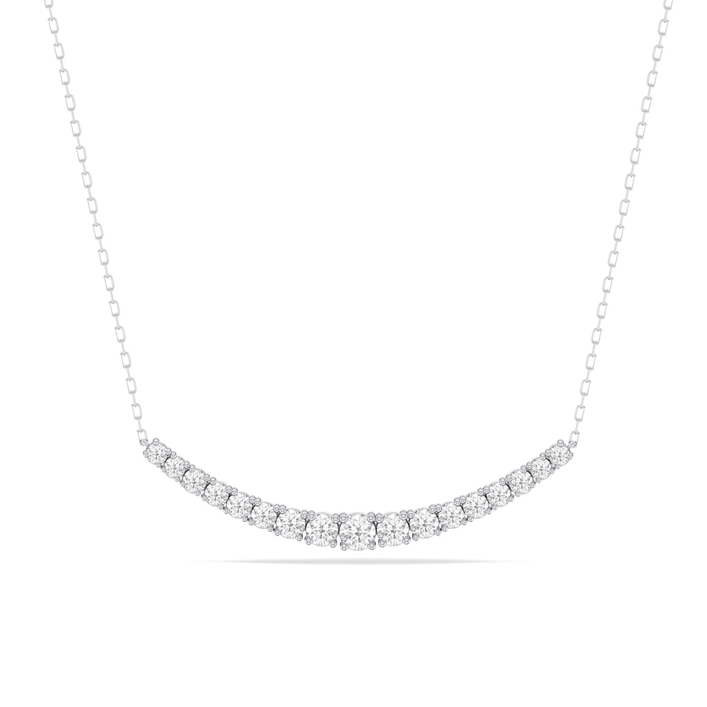 Diamond Line Chain Necklace with 14KT White Gold / Lab / 1 1/10 Cut Diamond in 14KT White Gold / Lab / 1 1/10 view 1
