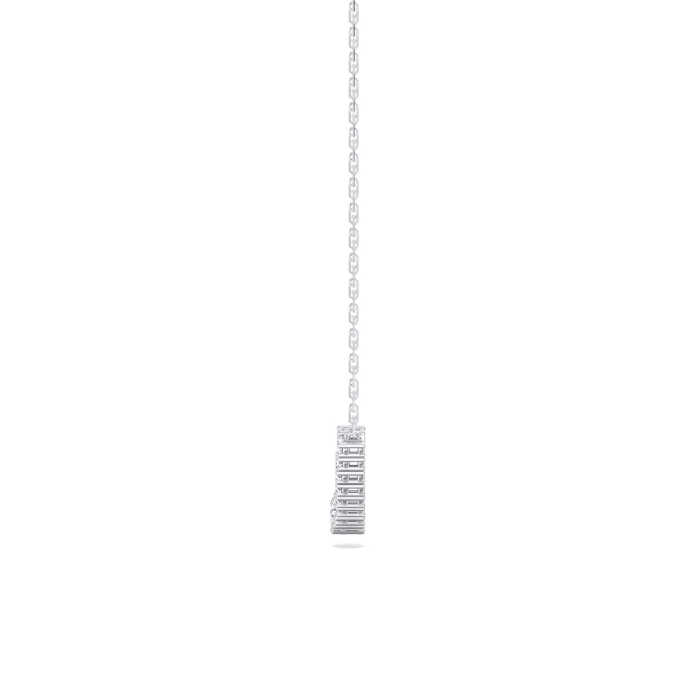 Diamond Line Chain Necklace with 14KT White Gold / Lab / 1 1/10 Cut Diamond in 14KT White Gold / Lab / 1 1/10 view 6
