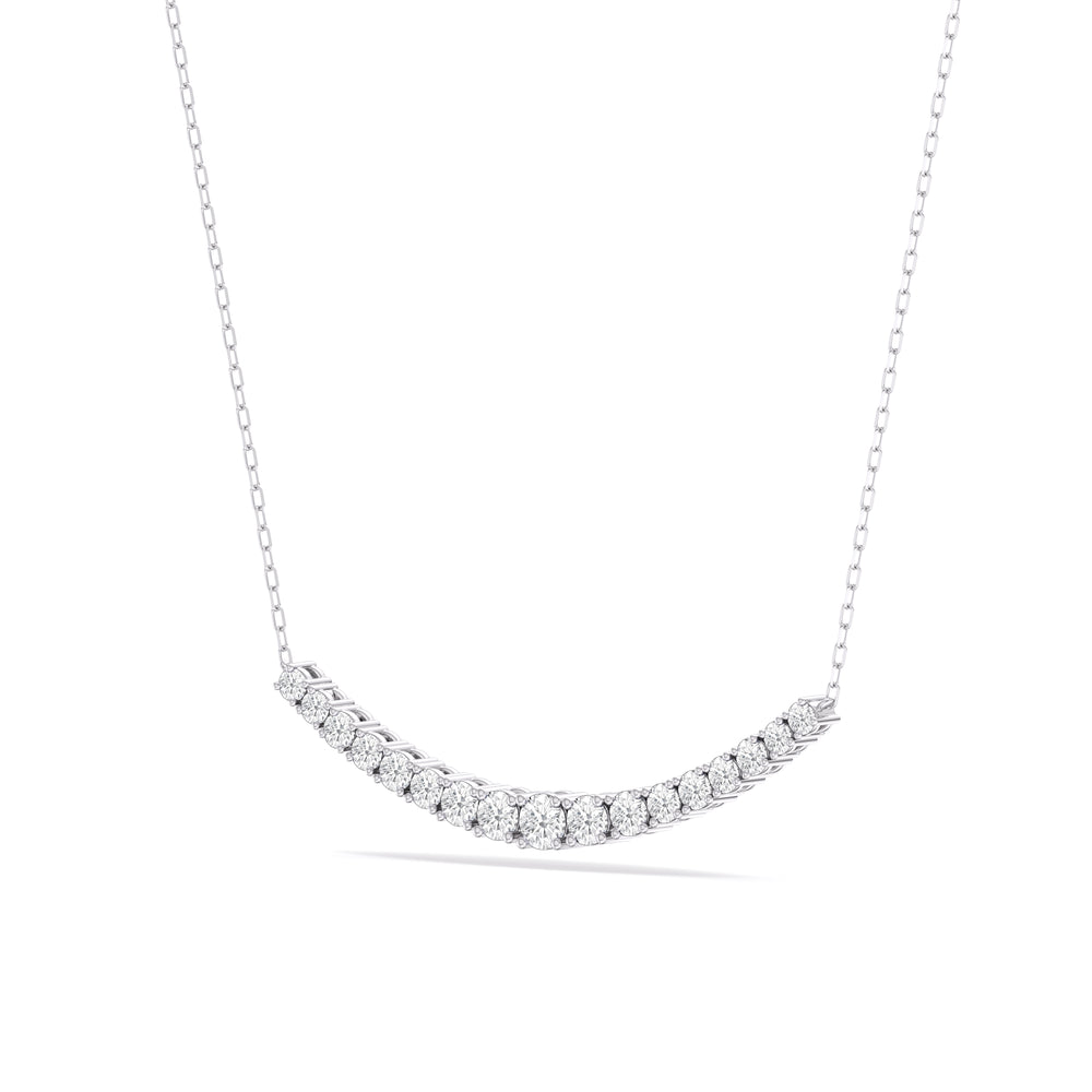 Diamond Line Chain Necklace with 14KT White Gold / Lab / 1 1/10 Cut Diamond in 14KT White Gold / Lab / 1 1/10 view 4
