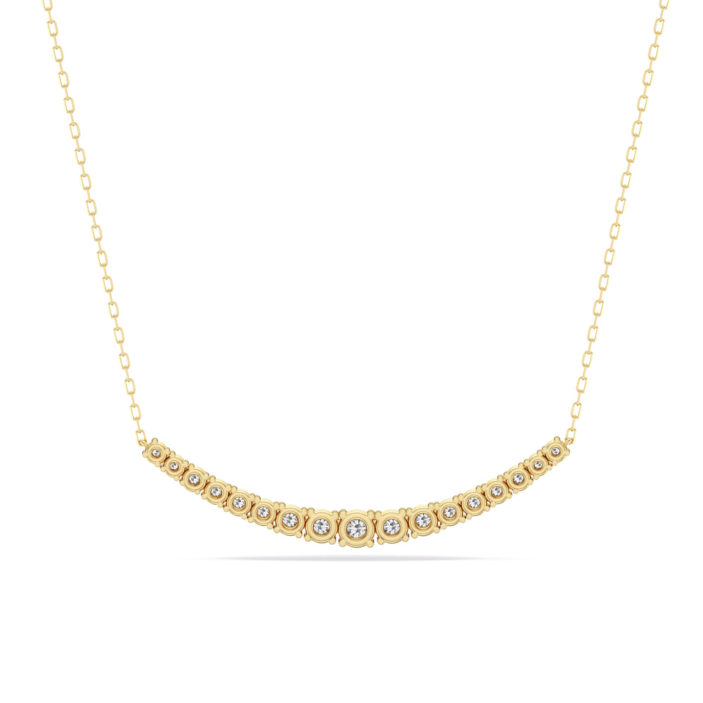 Diamond Line Chain Necklace with 14KT Yellow Gold / Lab / 1 1/10 Cut Diamond in 14KT Yellow Gold / Lab / 1 1/10 view 5
