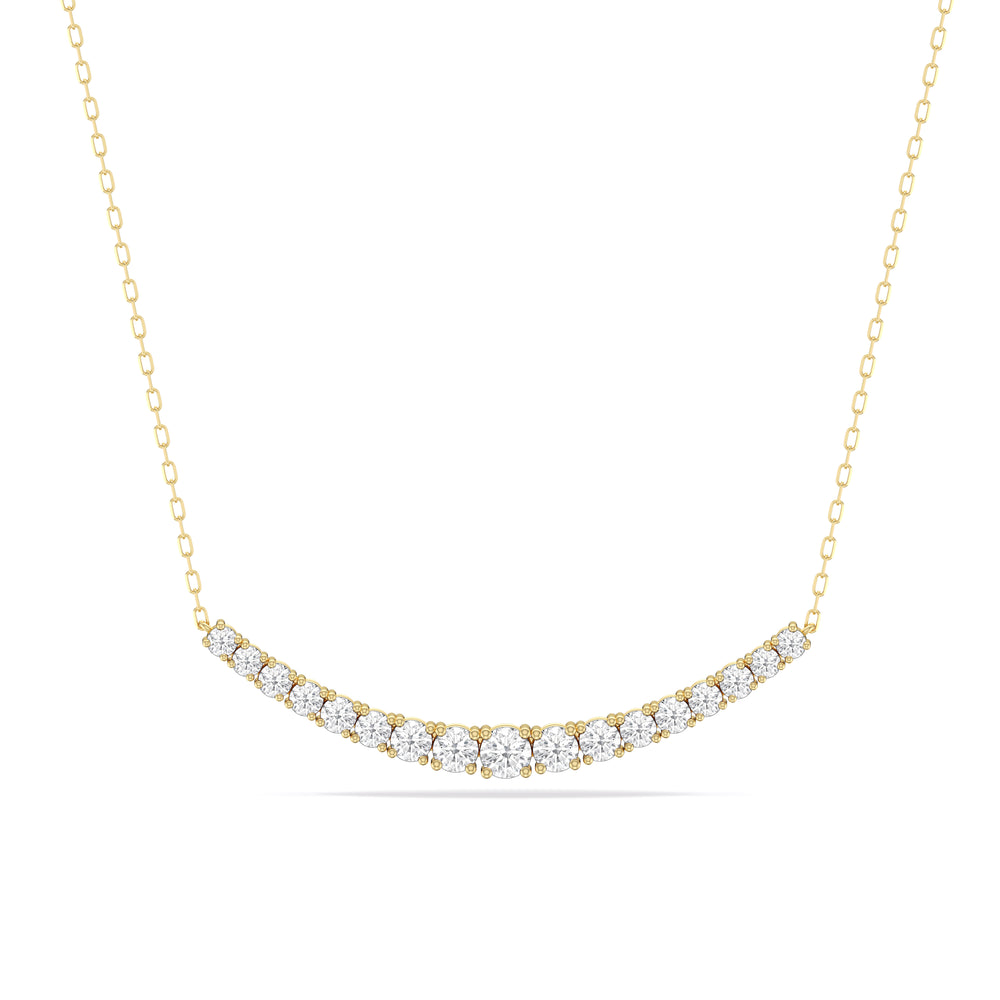 Diamond Line Chain Necklace with 14KT Yellow Gold / Lab / 1 1/10 Cut Diamond in 14KT Yellow Gold / Lab / 1 1/10 view 1
