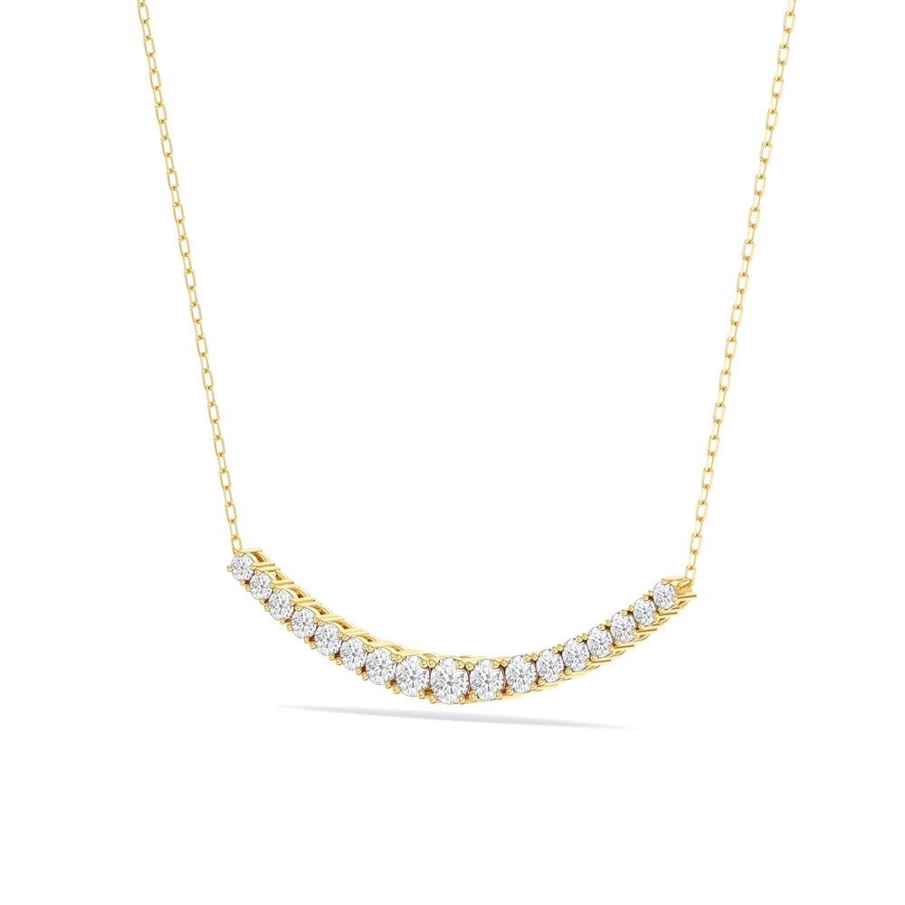 Diamond Line Chain Necklace with 14KT Yellow Gold / Lab / 1 1/10 Cut Diamond in 14KT Yellow Gold / Lab / 1 1/10 view 4
