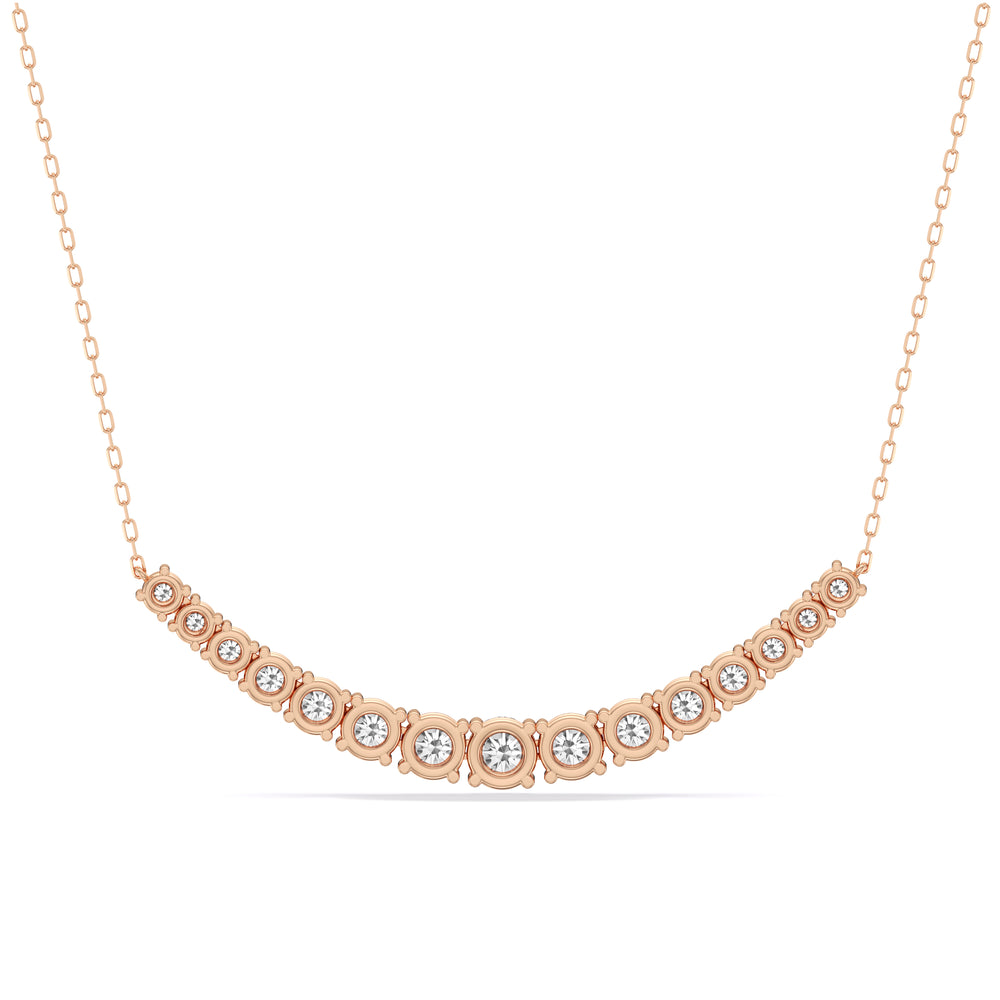Diamond Line Chain Necklace with 14KT Rose Gold / Lab / 3 Cut Diamond in 14KT Rose Gold / Lab / 3 view 5
