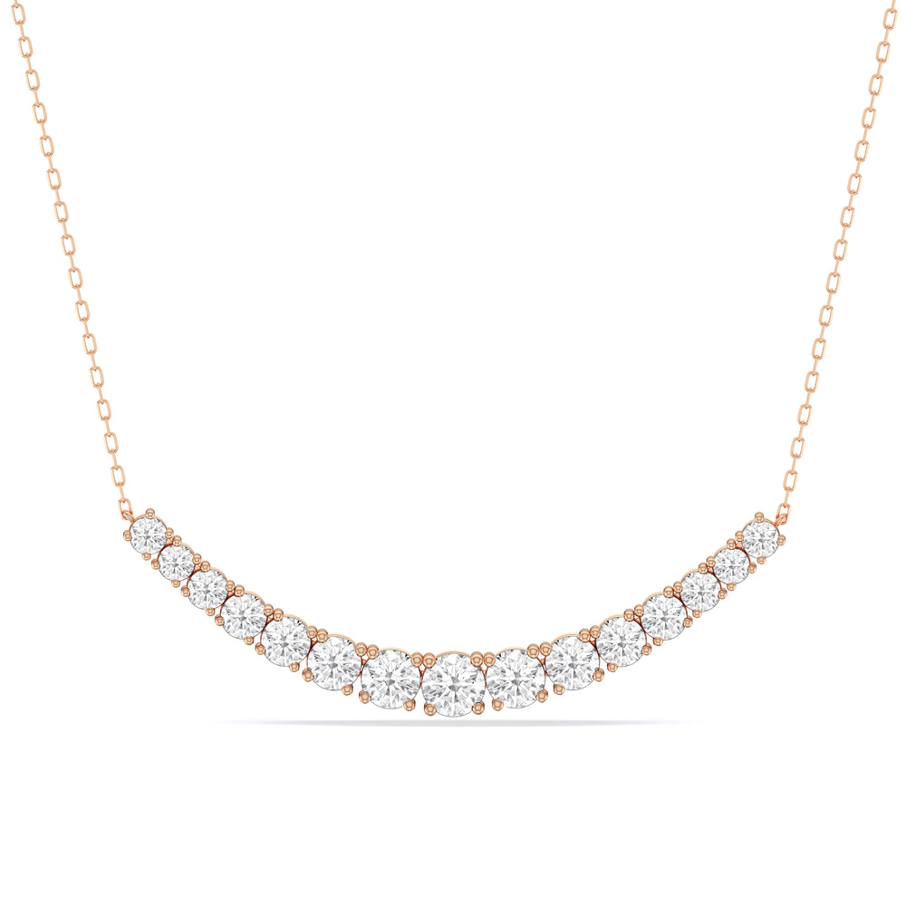 Diamond Line Chain Necklace with 14KT Rose Gold / Lab / 3 Cut Diamond in 14KT Rose Gold / Lab / 3 view 1
