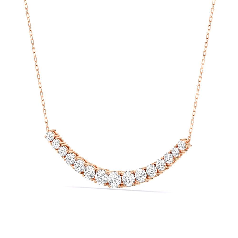 Diamond Line Chain Necklace with 14KT Rose Gold / Lab / 3 Cut Diamond in 14KT Rose Gold / Lab / 3 view 4
