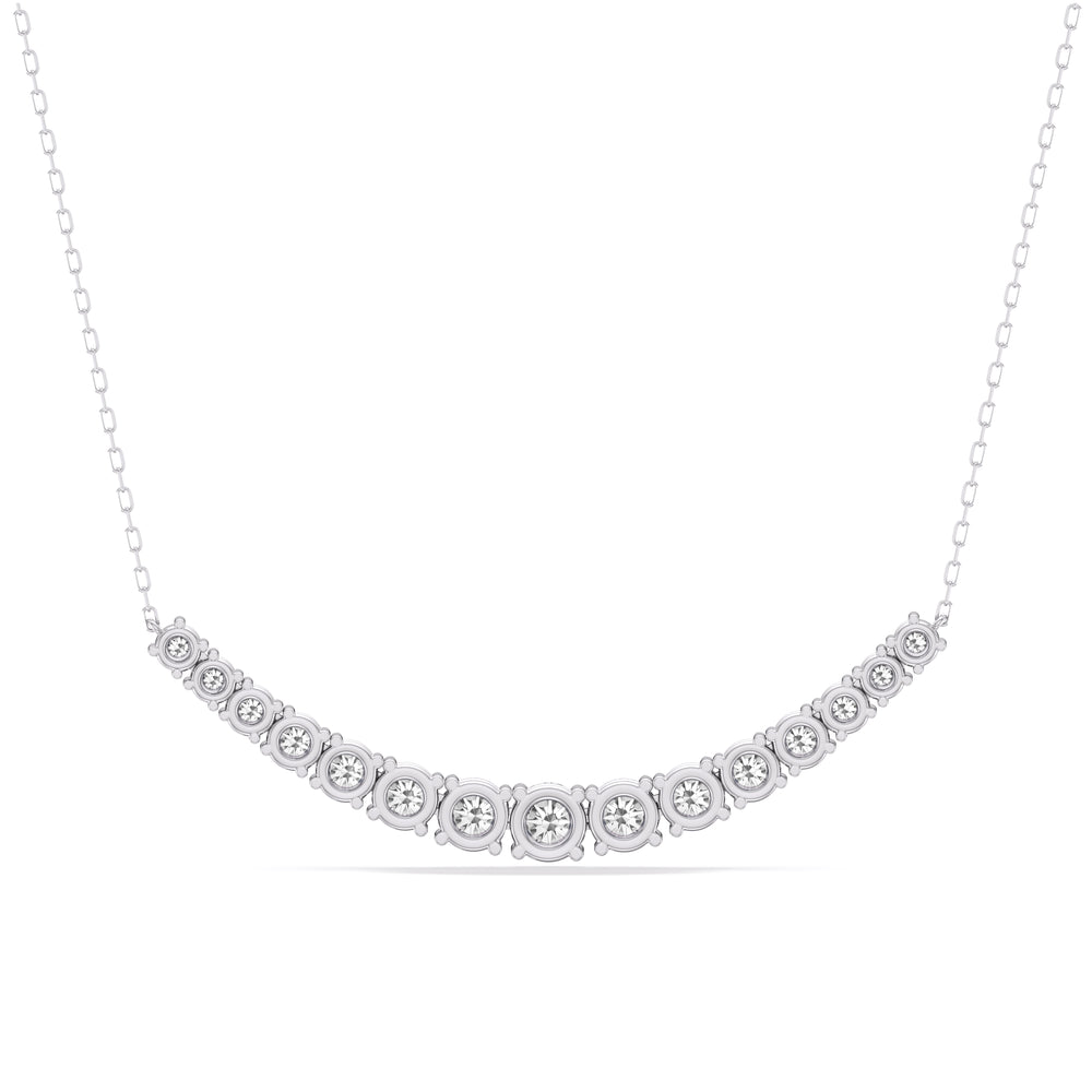 Diamond Line Chain Necklace with 14KT White Gold / Lab / 3 Cut Diamond in 14KT White Gold / Lab / 3 view 5
