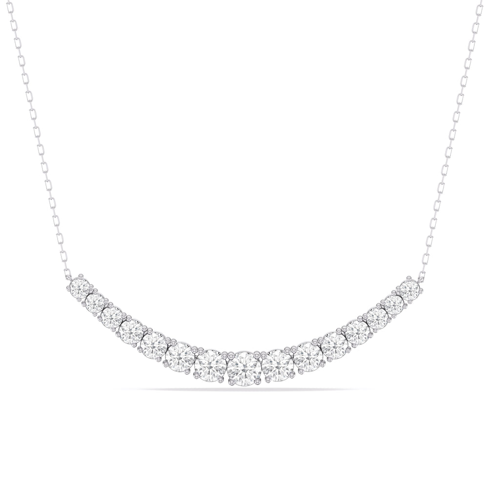 Diamond Line Chain Necklace with 14KT White Gold / Lab / 3 Cut Diamond in 14KT White Gold / Lab / 3 view 1
