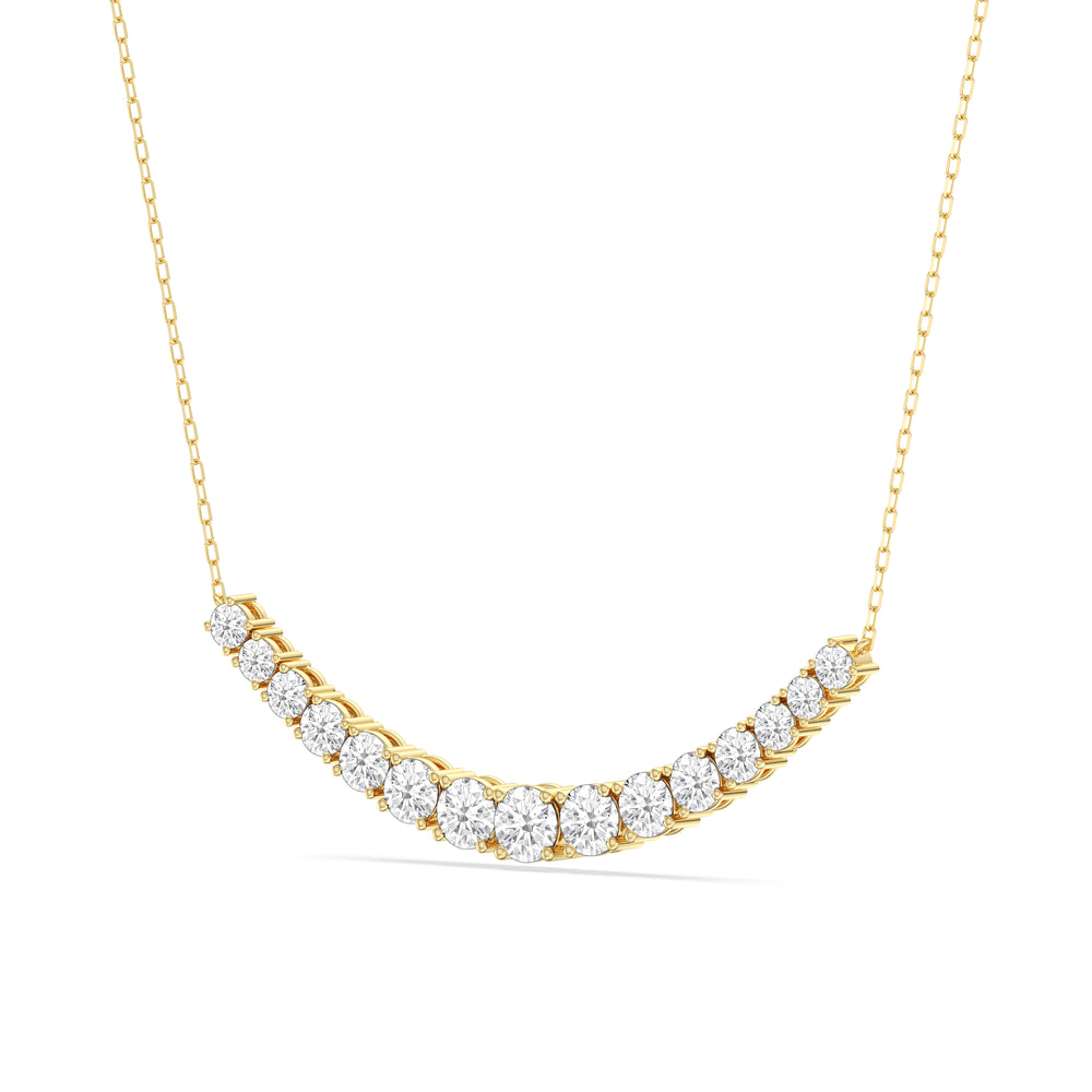 Diamond Line Chain Necklace with 14KT Yellow Gold / Lab / 3 Cut Diamond in 14KT Yellow Gold / Lab / 3 view 4
