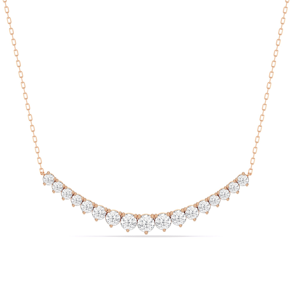 Three-Prong Diamond Line Chain Necklace with 14KT Rose Gold / Lab / 2 Cut Diamond in 14KT Rose Gold / Lab / 2 view 1
