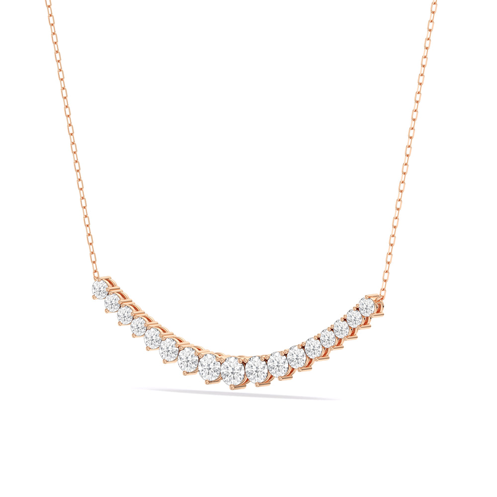 Three-Prong Diamond Line Chain Necklace with 14KT Rose Gold / Lab / 2 Cut Diamond in 14KT Rose Gold / Lab / 2 view 4
