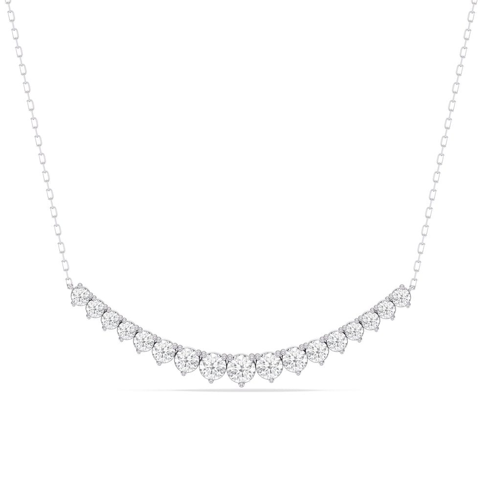 Three-Prong Diamond Line Chain Necklace with 14KT White Gold / Lab / 2 Cut Diamond in 14KT White Gold / Lab / 2 view 1
