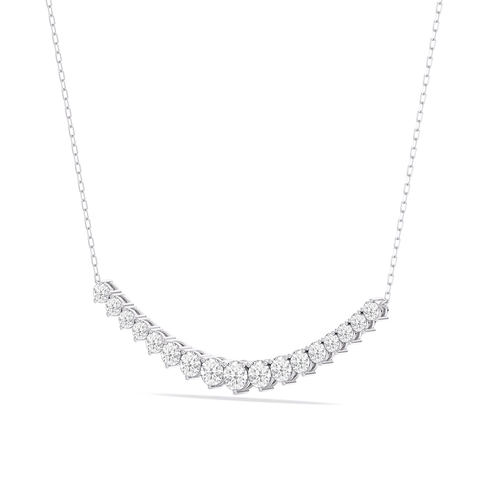 Three-Prong Diamond Line Chain Necklace with 14KT White Gold / Lab / 2 Cut Diamond in 14KT White Gold / Lab / 2 view 4
