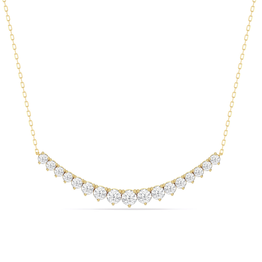 Three-Prong Diamond Line Chain Necklace with 14KT Yellow Gold / Lab / 2 Cut Diamond in 14KT Yellow Gold / Lab / 2 view 1
