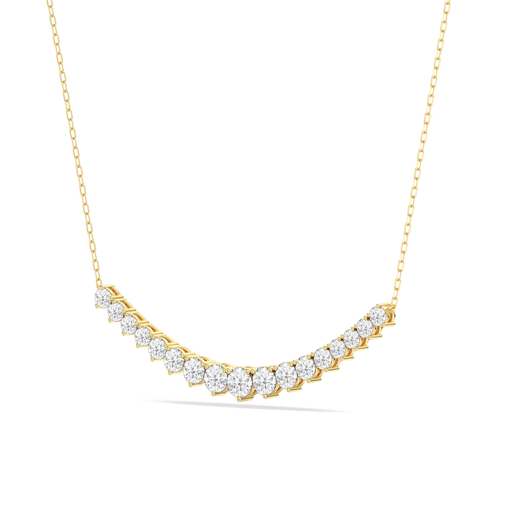 Three-Prong Diamond Line Chain Necklace with 14KT Yellow Gold / Lab / 2 Cut Diamond in 14KT Yellow Gold / Lab / 2 view 4
