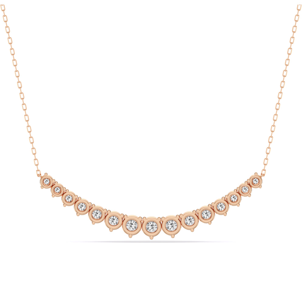 Three-Prong Diamond Line Chain Necklace with 14KT Rose Gold / Lab / 3 Cut Diamond in 14KT Rose Gold / Lab / 3 view 5
