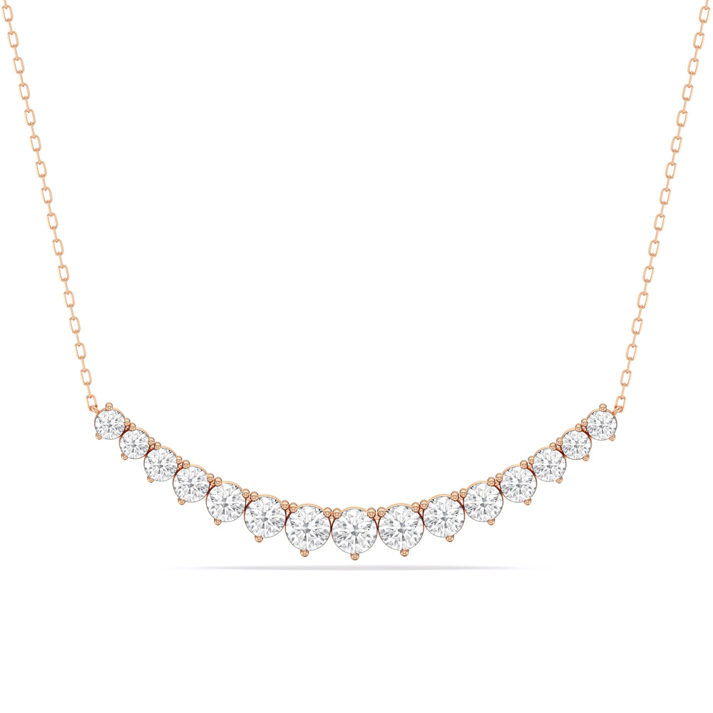 Three-Prong Diamond Line Chain Necklace with 14KT Rose Gold / Lab / 3 Cut Diamond in 14KT Rose Gold / Lab / 3 view 1
