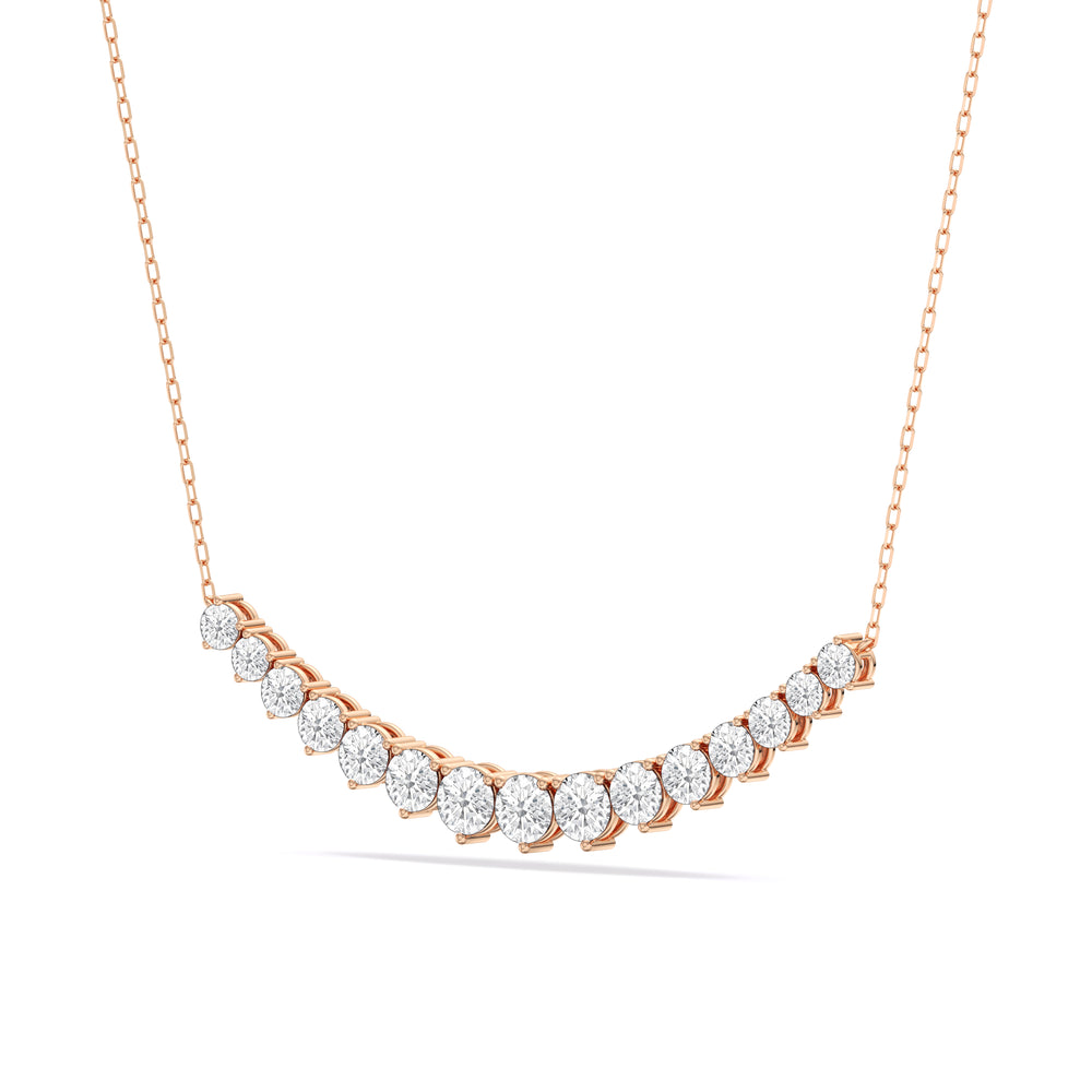 Three-Prong Diamond Line Chain Necklace with 14KT Rose Gold / Lab / 3 Cut Diamond in 14KT Rose Gold / Lab / 3 view 4

