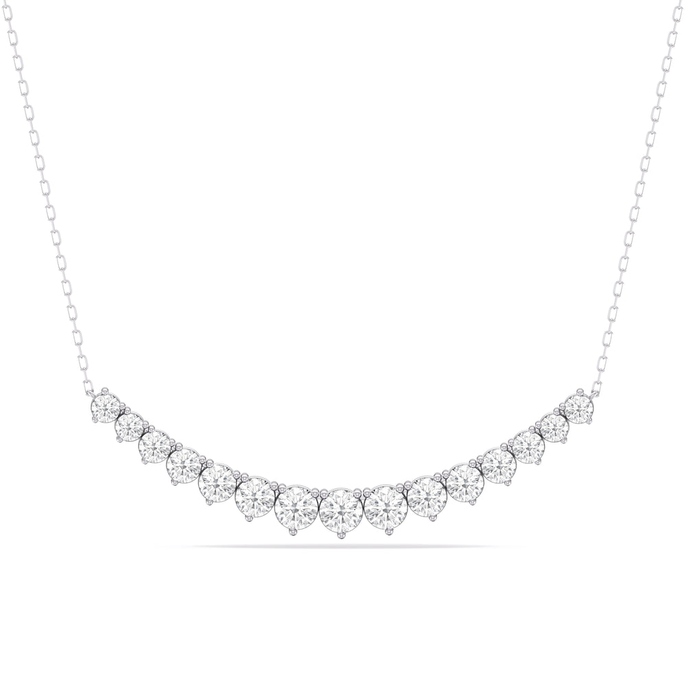 Three-Prong Diamond Line Chain Necklace with 14KT White Gold / Lab / 3 Cut Diamond in 14KT White Gold / Lab / 3 view 1
