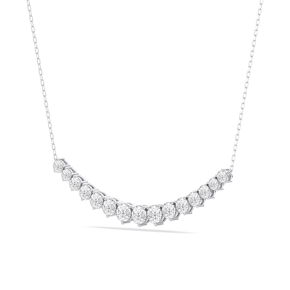 Three-Prong Diamond Line Chain Necklace with 14KT White Gold / Lab / 3 Cut Diamond in 14KT White Gold / Lab / 3 view 4
