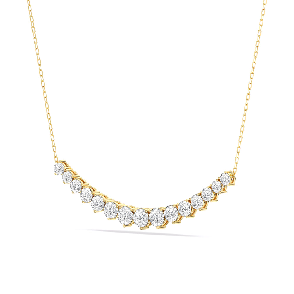 Three-Prong Diamond Line Chain Necklace with 14KT Yellow Gold / Lab / 3 Cut Diamond in 14KT Yellow Gold / Lab / 3 view 4
