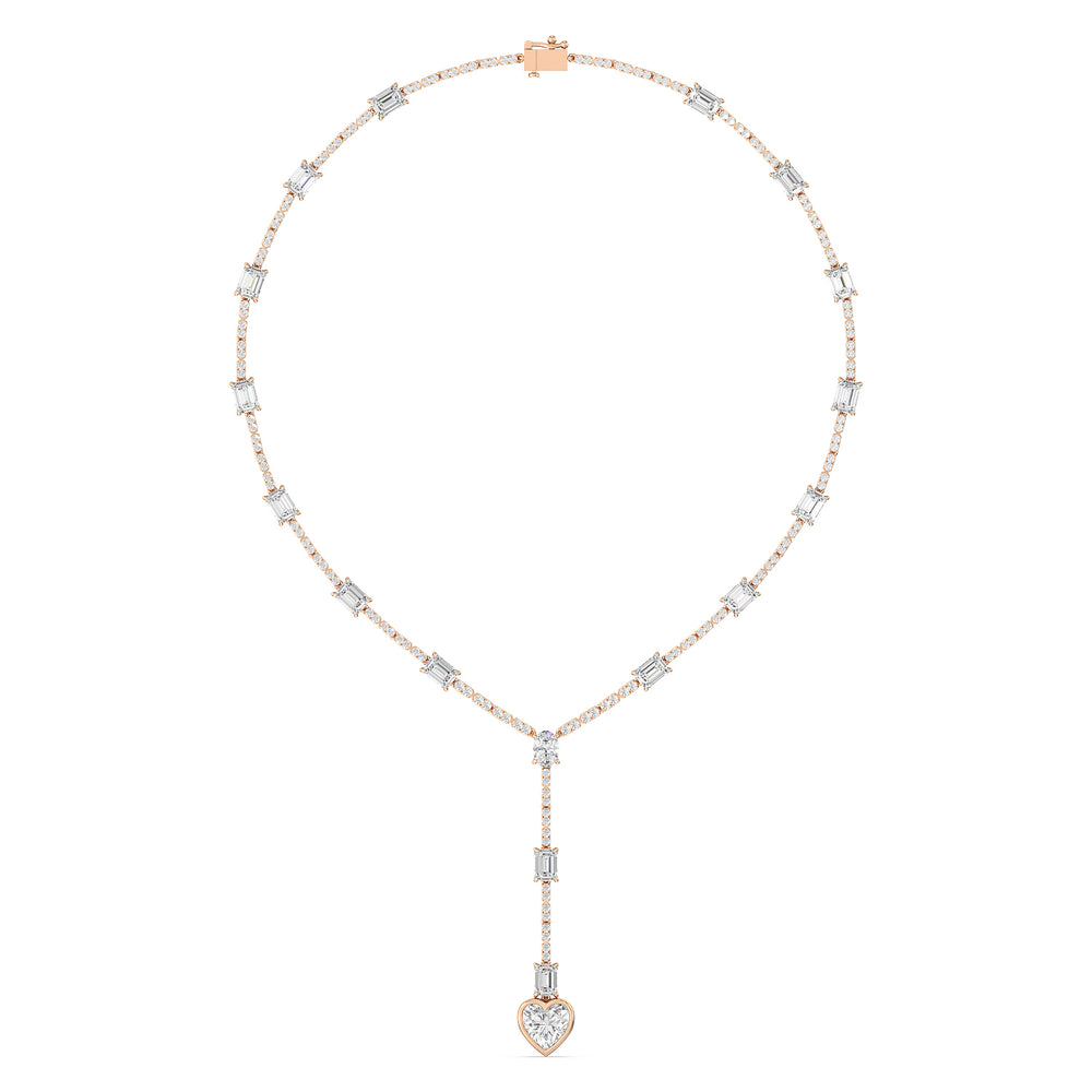Heart Shape Drop Necklace with 14KT Rose Gold / Lab / 24 Cut Diamond in 14KT Rose Gold / Lab / 24 view 2
