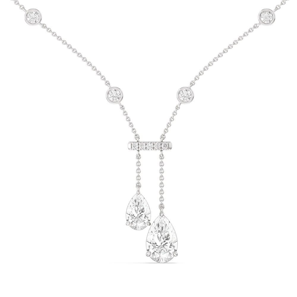 Pear Drop Stationed Necklace with 14KT White Gold / Lab / 8 3/4 Cut Diamond in 14KT White Gold / Lab / 8 3/4 view 1
