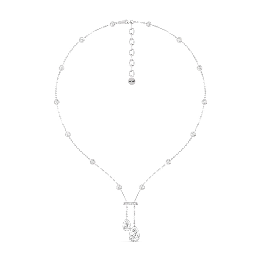 Pear Drop Stationed Necklace with 14KT White Gold / Lab / 8 3/4 Cut Diamond in 14KT White Gold / Lab / 8 3/4 view 2
