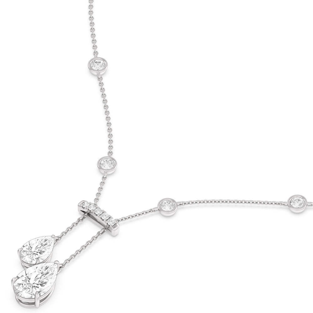 Pear Drop Stationed Necklace with 14KT White Gold / Lab / 8 3/4 Cut Diamond in 14KT White Gold / Lab / 8 3/4 view 3
