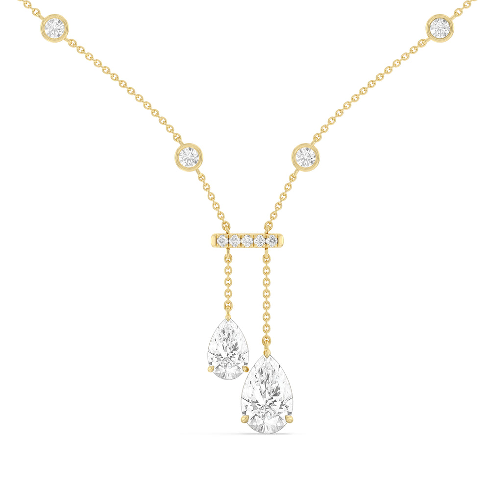 Pear Drop Stationed Necklace with 14KT Yellow Gold / Lab / 8 3/4 Cut Diamond in 14KT Yellow Gold / Lab / 8 3/4 view 1
