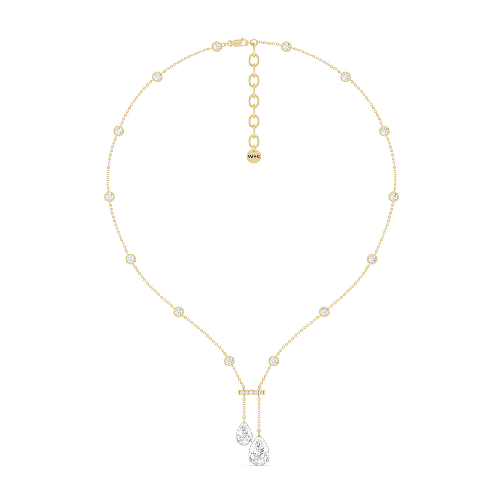 Pear Drop Stationed Necklace with 14KT Yellow Gold / Lab / 8 3/4 Cut Diamond in 14KT Yellow Gold / Lab / 8 3/4 view 2

