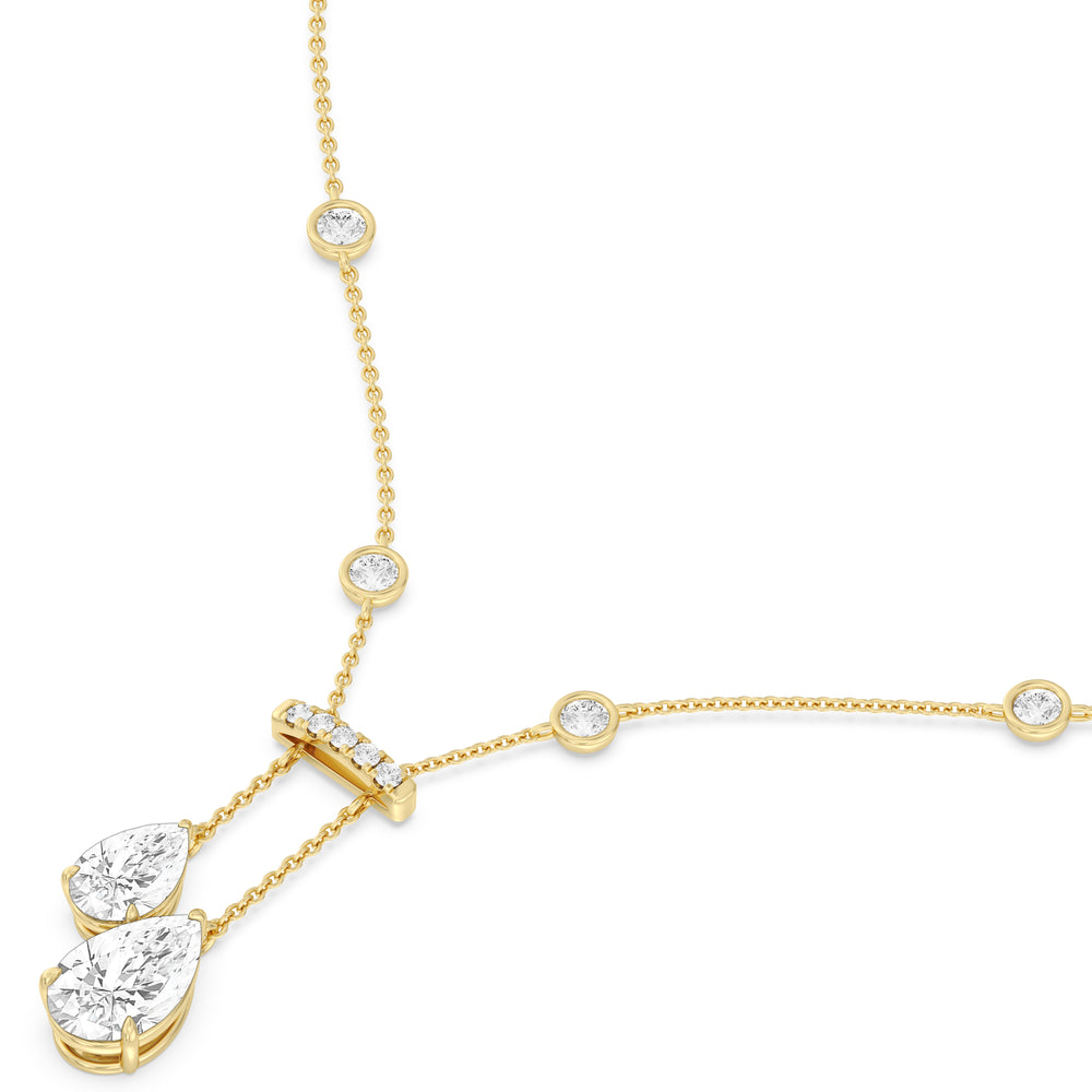 Pear Drop Stationed Necklace with 14KT Yellow Gold / Lab / 8 3/4 Cut Diamond in 14KT Yellow Gold / Lab / 8 3/4 view 3
