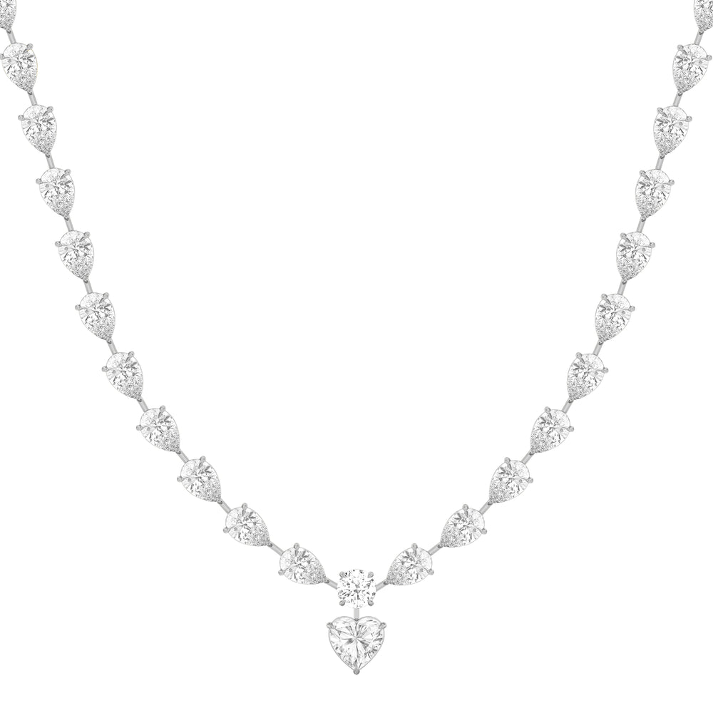 Graduating Pears Heart Dangle Necklace with 14KT White Gold / Lab / 28 3/4 Cut Diamond in 14KT White Gold / Lab / 28 3/4 view 2
