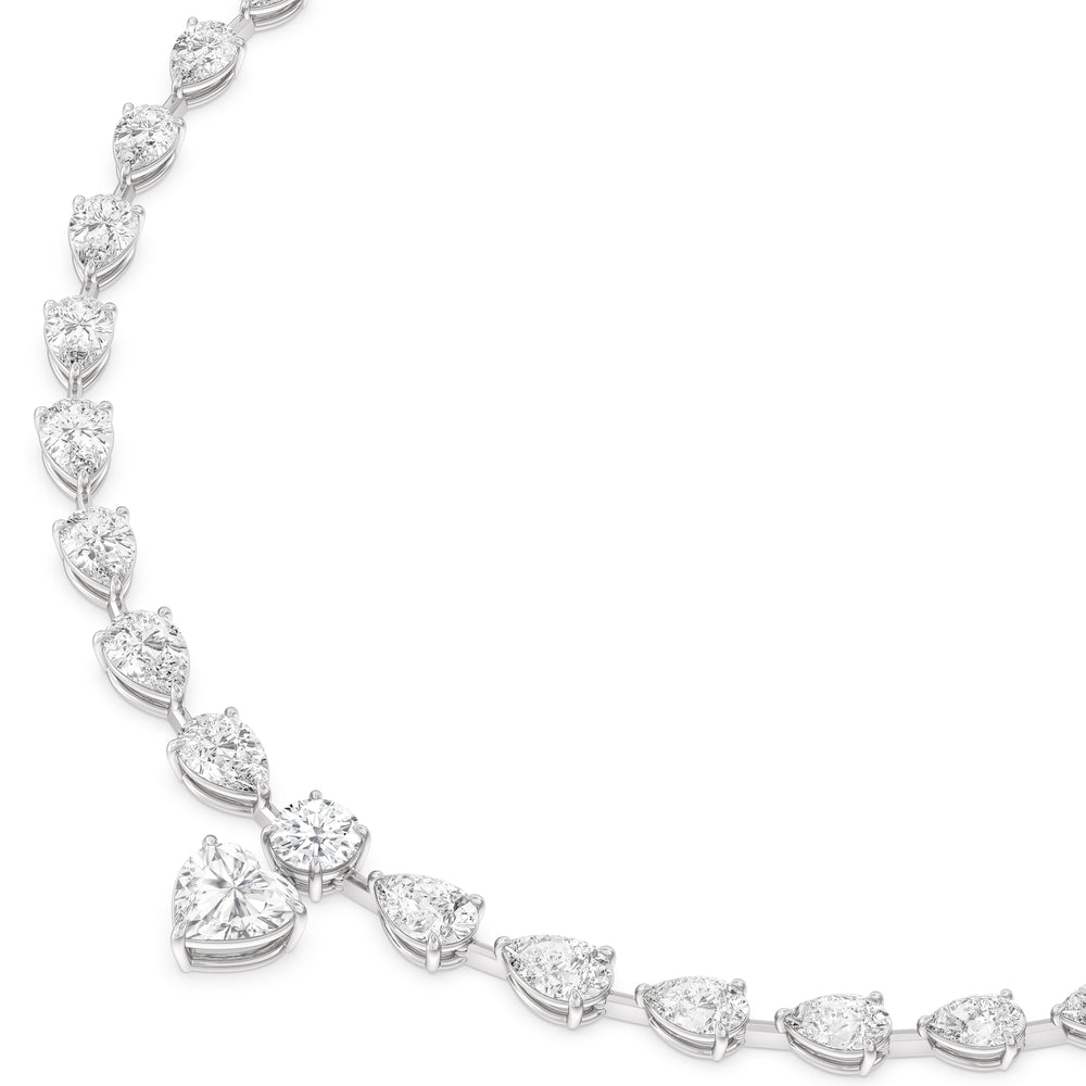 Graduating Pears Heart Dangle Necklace with 14KT White Gold / Lab / 28 3/4 Cut Diamond in 14KT White Gold / Lab / 28 3/4 view 4
