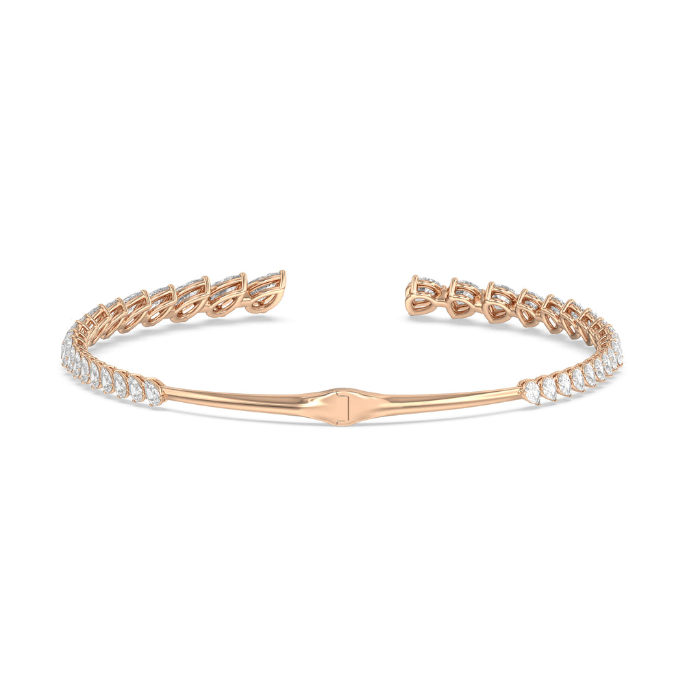 Graduating Pear Cuff Necklace with 14KT Rose Gold / Lab / 47 Cut Diamond in 14KT Rose Gold / Lab / 47 view 4
