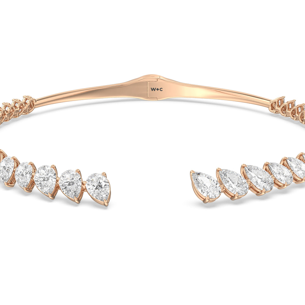 Graduating Pear Cuff Necklace with 14KT Rose Gold / Lab / 47 Cut Diamond in 14KT Rose Gold / Lab / 47 view 1
