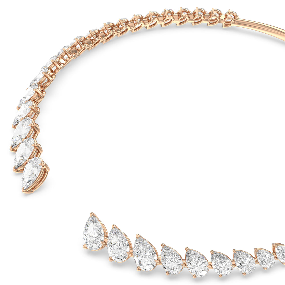 Graduating Pear Cuff Necklace with 14KT Rose Gold / Lab / 47 Cut Diamond in 14KT Rose Gold / Lab / 47 view 3
