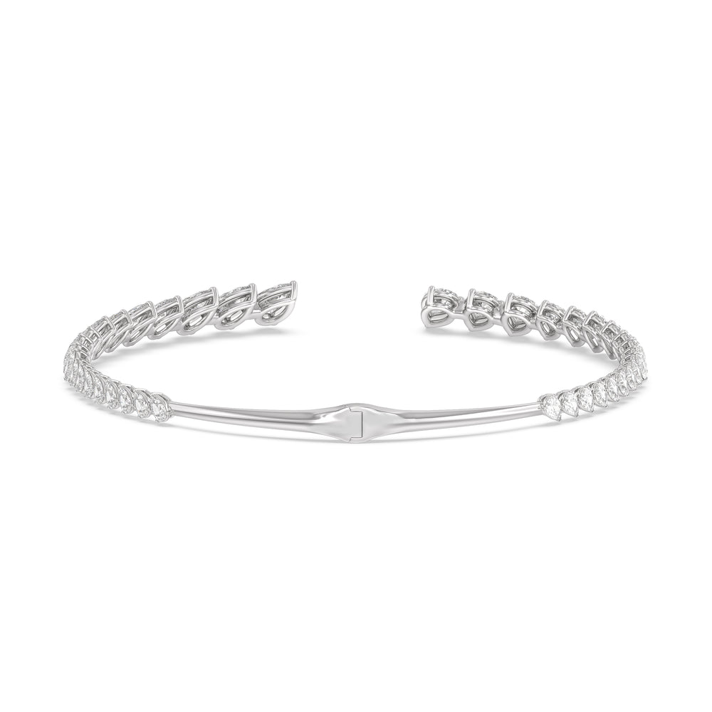Graduating Pear Cuff Necklace with 14KT White Gold / Lab / 47 Cut Diamond in 14KT White Gold / Lab / 47 view 4
