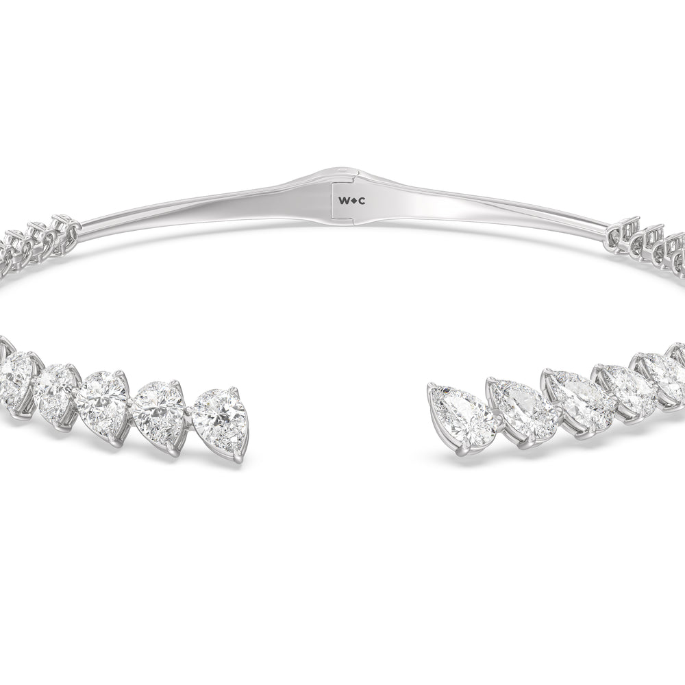 Graduating Pear Cuff Necklace with 14KT White Gold / Lab / 47 Cut Diamond in 14KT White Gold / Lab / 47 view 1
